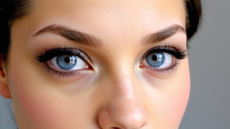 brown mascara enhances blue eyes
