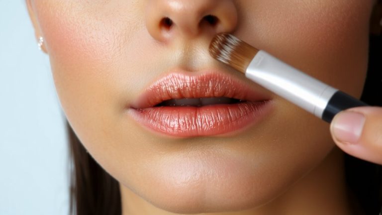 even metallic lip application