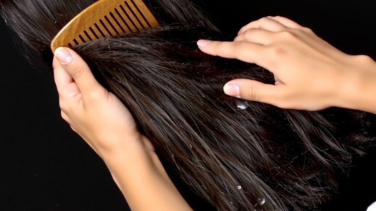 gentle detangling with wide tooth comb