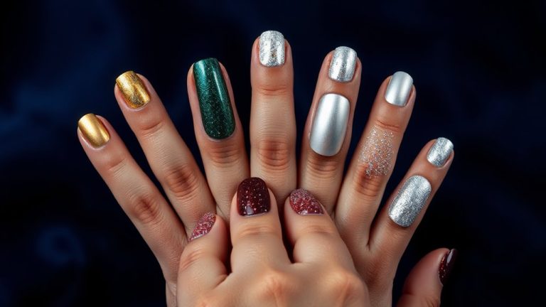 sparkling metallic red nails